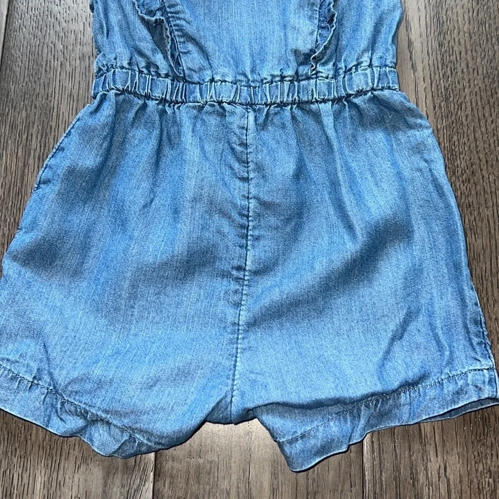 Joe fresh girl distressed like blue Jean ruffle romper